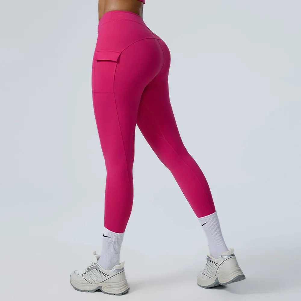 

Women Yoga Pants Hips Lifting Gym Leggings Fast Dry Sport Pants High Waist Fitness Leggings Workout Running With Pocket Trousers