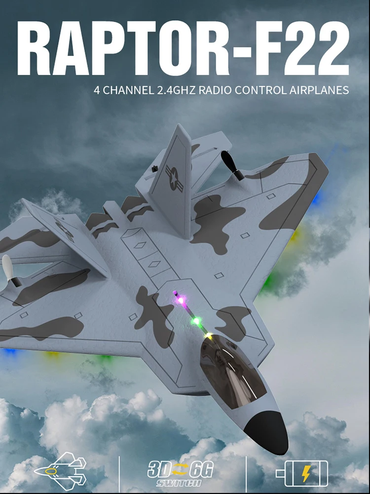 2024 neue F22S 2,4G 4CH 3D6G RC Flugzeug Raptor F22 Kampfflugzeug WLtoys A180 Upgrade Version LED Licht mit Gyroskop Out Tür Spielzeug