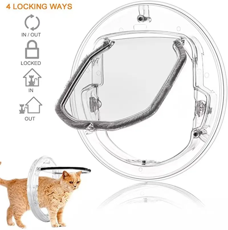 Cat Dog Flap Round Door Inside Door Lockable Safe Screen Outdoor Door Magnetic Self-Closing Function Sturdy Door for Dogs Cats