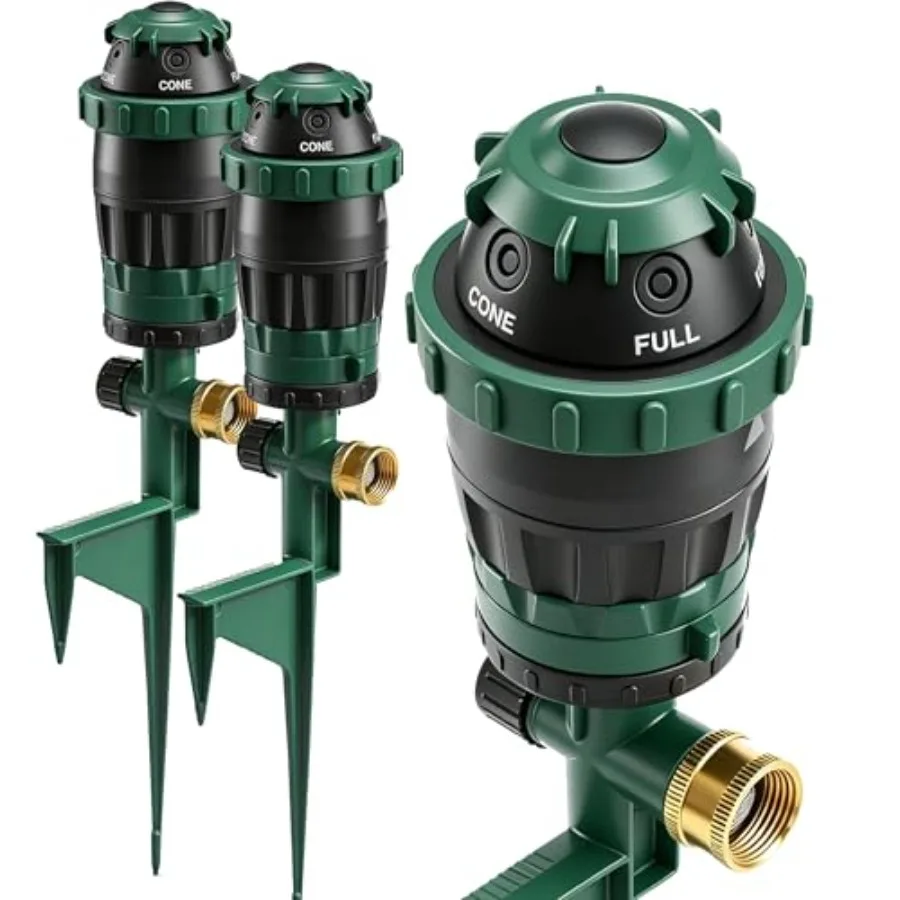 

Gear Drive Sprinklers for Yard, 360 Degree Garden Water Sprinkler Head on Spike Base with 3/4 Inch Adapters, 5 Modes Adjustable