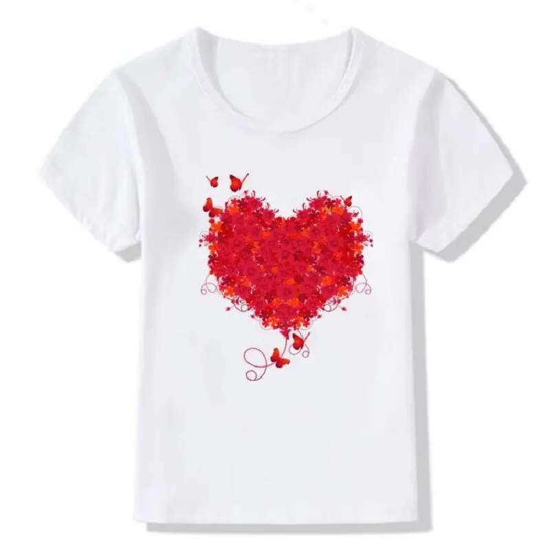 New Baby Kids T Shirt Soft Short Sleeve Kids Tshirt Simple Rainbow Heart Print Toddler Girl Tops