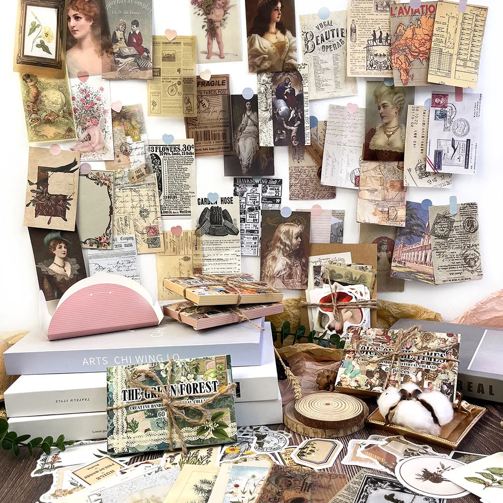 60 Pcs Retro Vintage Stickers Pack Journal Scrapbook DIY Planner Decoration Supplies Aesthetic Collage Sticker Set Creative Gift