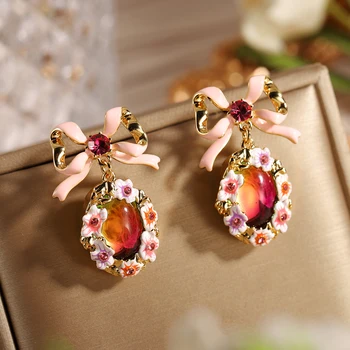 Pink Bow Dangle Earrings
