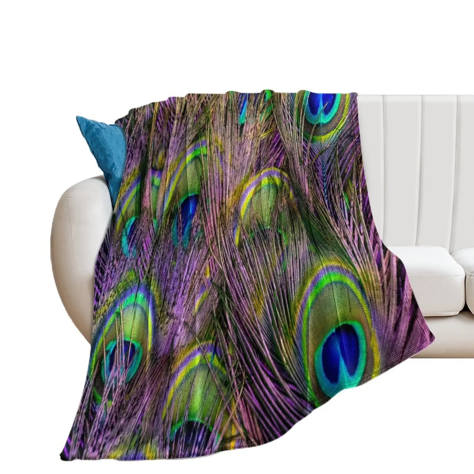 

Peacock Feathers Throw Blanket Decoratives Travel Blankets For Sofas Blankets