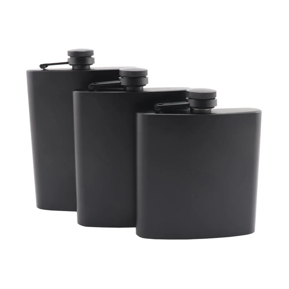 6 7 8 9 10 12 Oz Hip Flasks Matte Black Stainless Steel Liquor Flask with Funnel for Outdoor Travel Camping Wedding Party