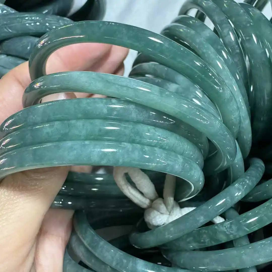 

Натуральный нефритовый браслет для женщин, класс А, жадеит, синий, цвета голубой воды, маленький круглый браслет, изысканные украшения Ding-Dang Ice Seed, оптом