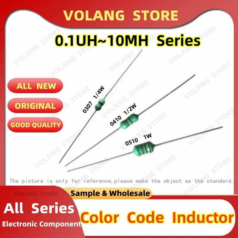 50Pcs Inductor Color Code Inductance 0307 0410 1/2W 0510 1W 470UH 560UH 680UH 820UH 1MH 1.5MH 2.2MH 2.7MH 3.3MH 4.7MH 6.8MH 10M