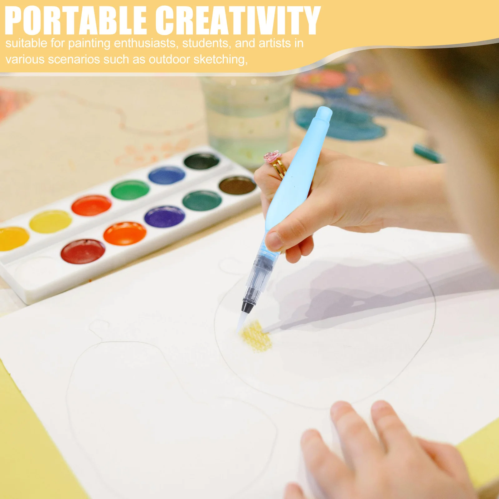 4 قطع قابلة لإعادة الاستخدام فرشاة ألوان مائية مجموعة أقلام غرامة تلميح التحكم الدقيق لا سبلاش لطخة مقاومة للفنانين الطلاب