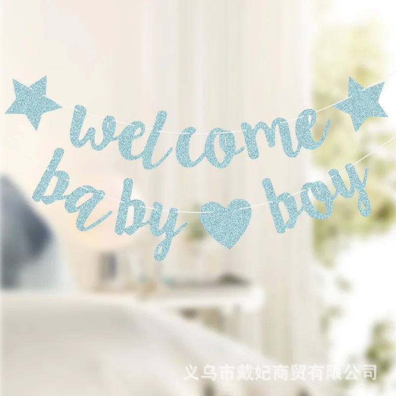 Blue Color Baby Shower Oh Baby Welcome Baby Boy Gender Reveal Party Decoration Supplies