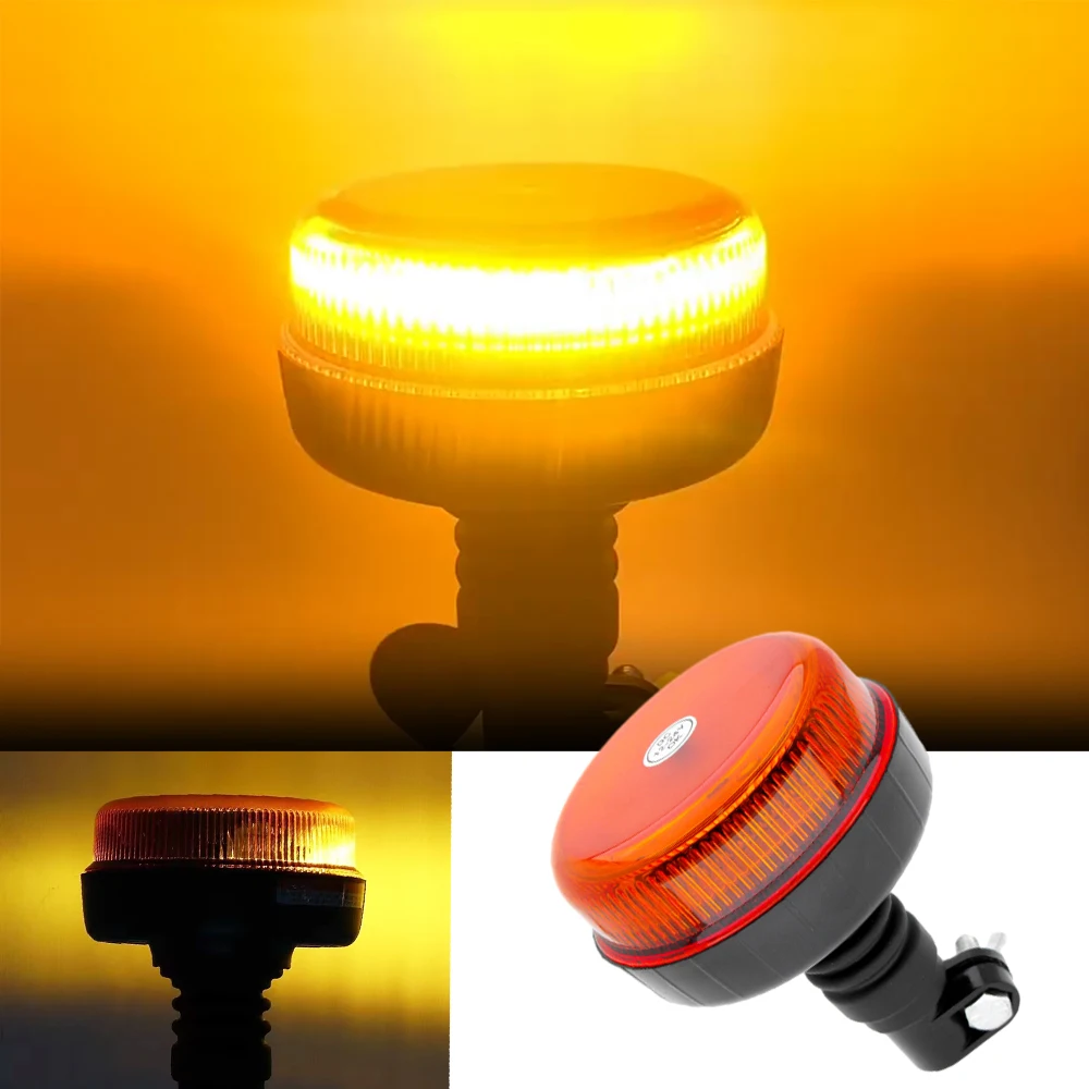 Car 12LEDs Flashing Beacon Warning Light Roof Strobe Rotating Flashing Emergency Lamp with Base for 12V 24V Tractor Trailer Boat