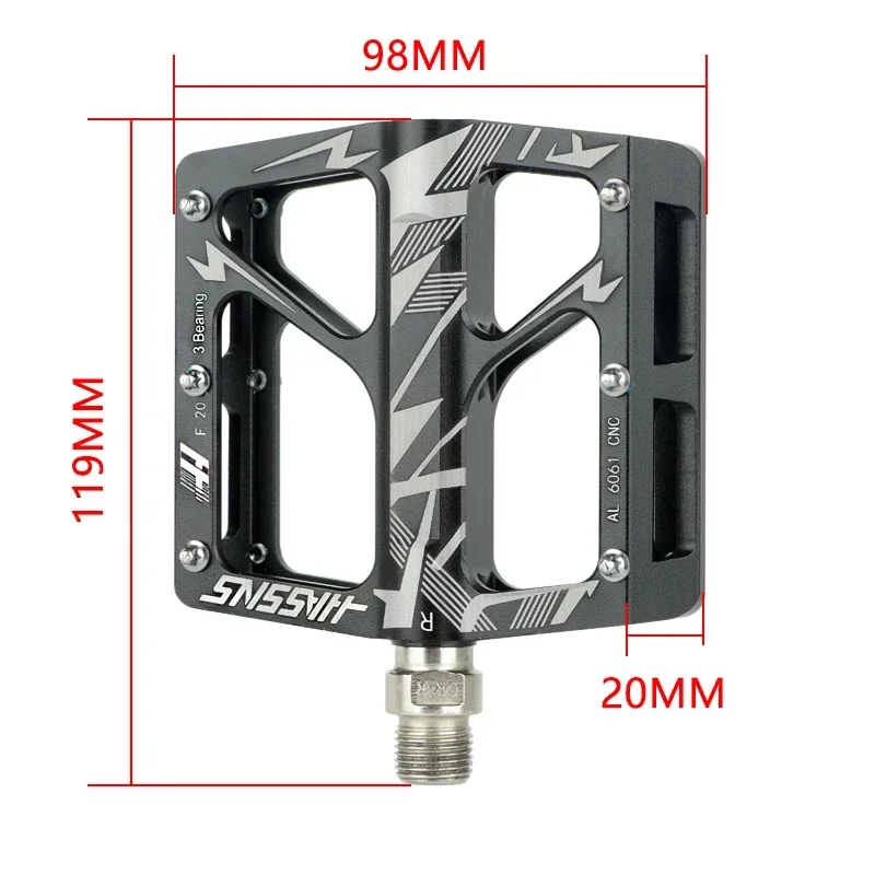 HASSNS High Strength Bicycle Pedal 3 Bearing Aluminum Alloy Body Mountain Bike Pedal M14 Thread Mtb Bike Pedal