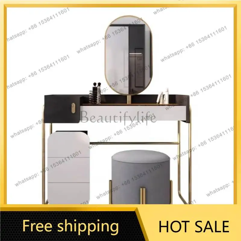 zj.Nordic Sturdy Simple Makeup Table Small Space Lounges Bedroom Dressing Table Adult Black Modern Coiffeuse Chambre Furniture H