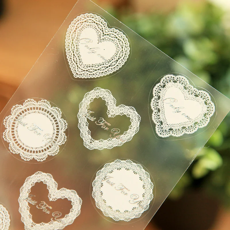 1pack/lot Vintage White Transparent Lace Series PVC Sticker Baking Gift Box Decorative Top Quality