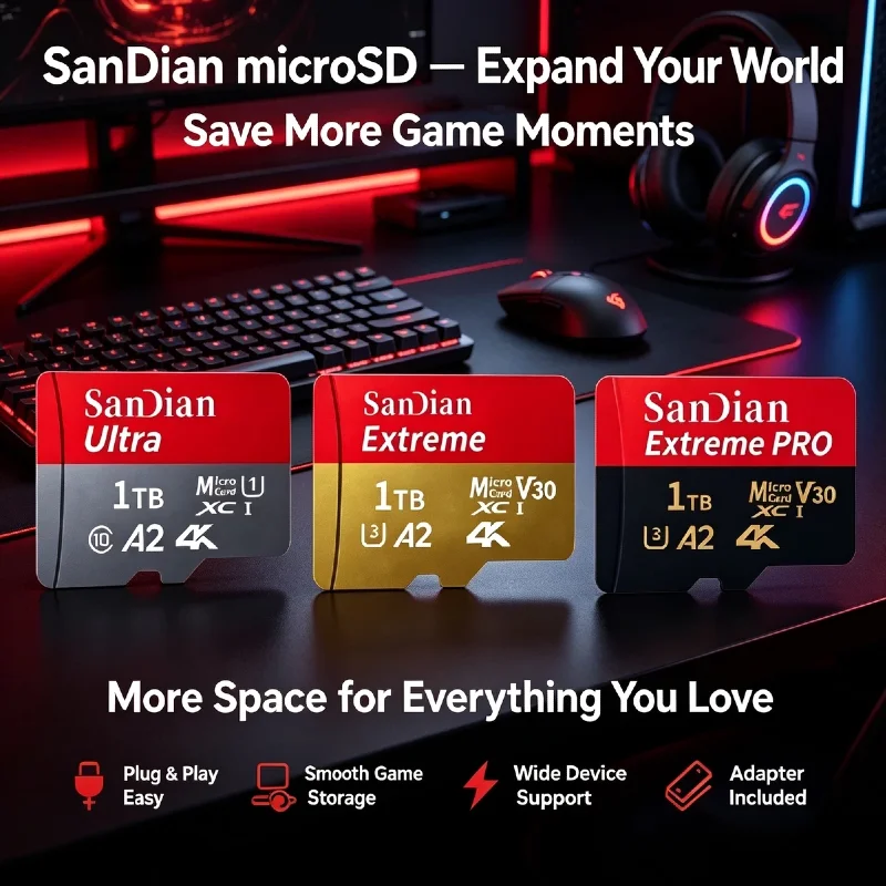 High Speed Titan Max 256GB Micro TF SD Card Class 10 UHS 1 Flash Memory For PC Smartphone Storage Pro Max Core Speed New Secure