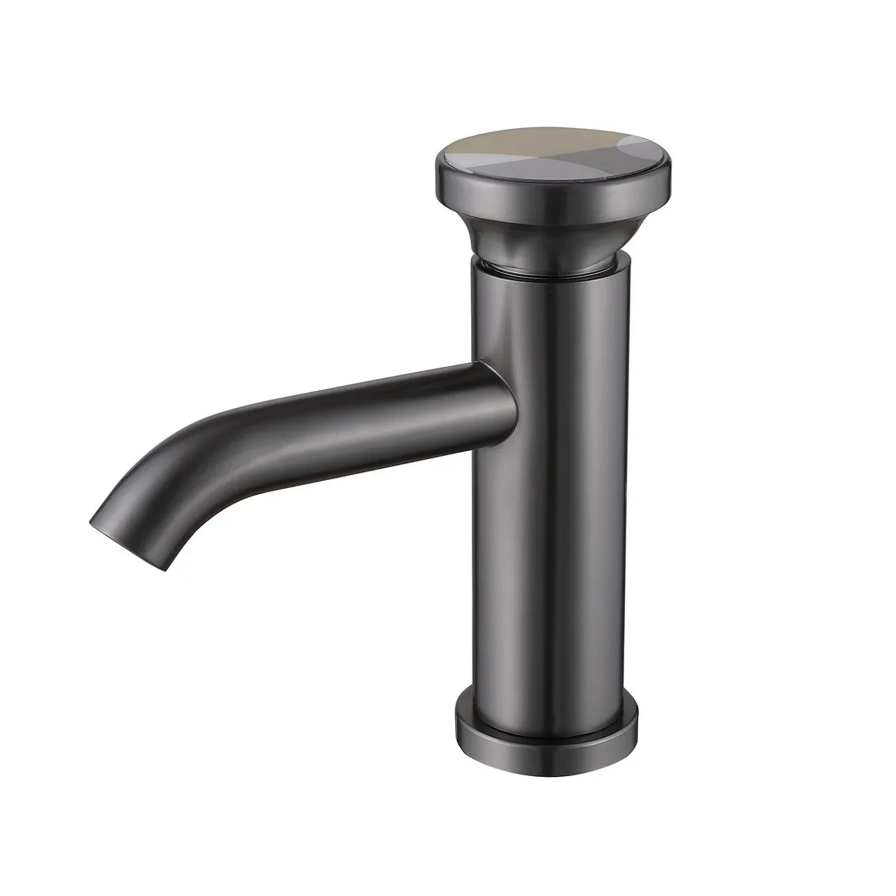 Brushed gold faucet personalized handwheel switch gunmetal gray sink art faucet bathroom cabinet ceramic pan faucet