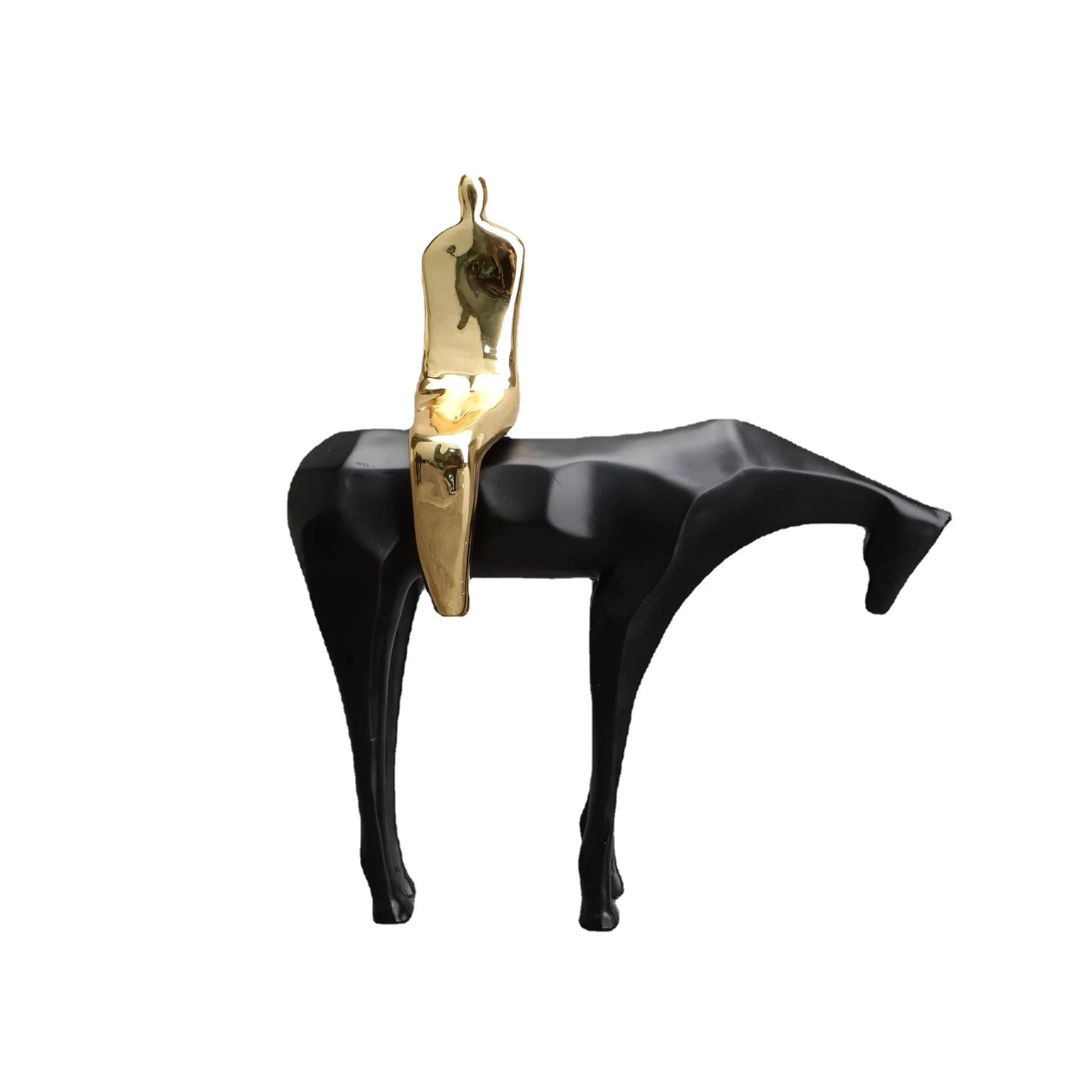 

Simple modern resin black gold man sitting horse sales department model room home study bedroom jewelry ornament