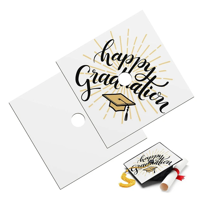 

NEW-Sublimation Blanks Graduation Topper Heat Transfer Plate, MDF Adhesive Grad Hat Topper Decorations For Party Supplies