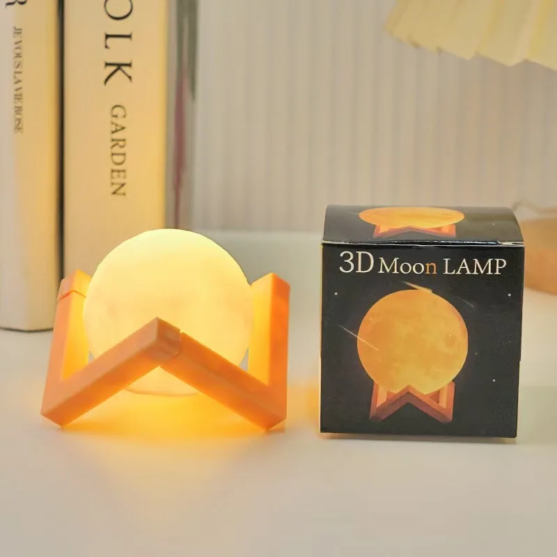 3D Moon Atmosphere Light Night Light Gift for Girlfriend with Plastic Stand