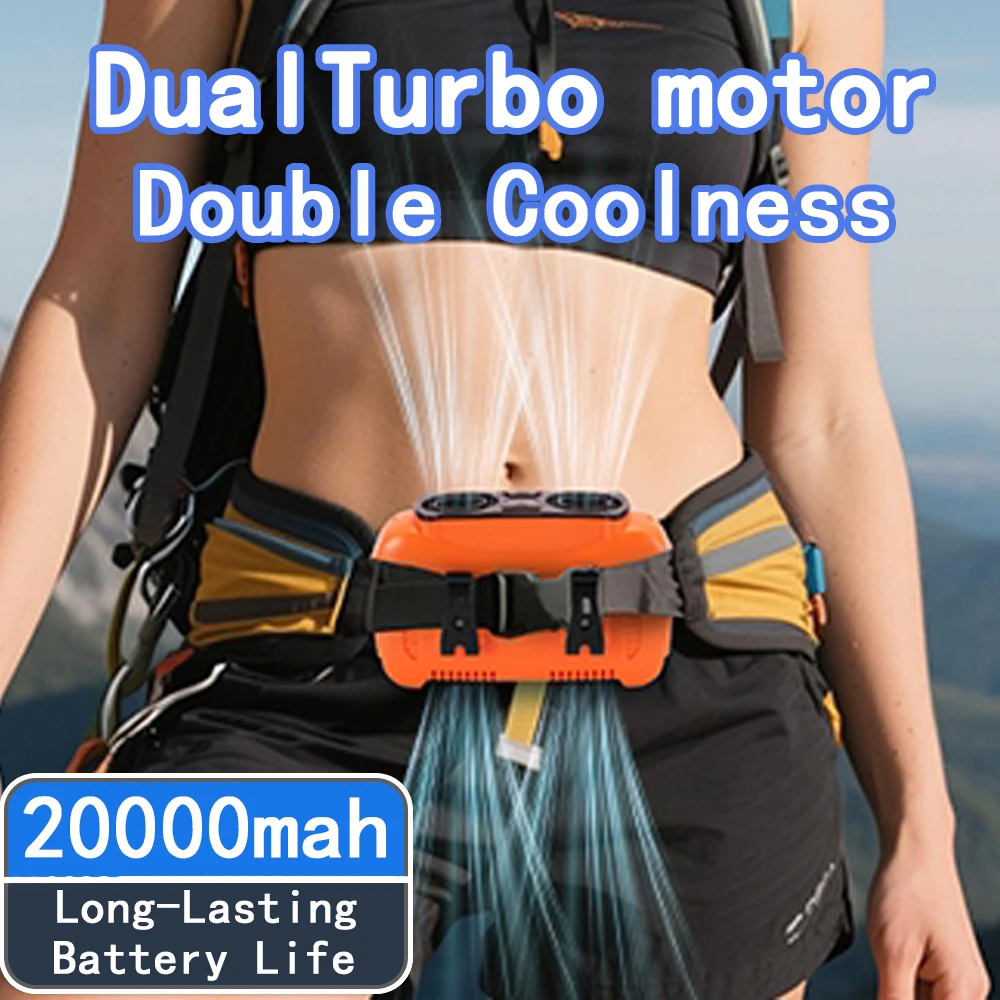 

20000mAh Waist Fan with 5 Speeds & Light 25H Hands-Free Wearable Neck Fan for Outdoor Jobsite Cooling fan Travel for Camping