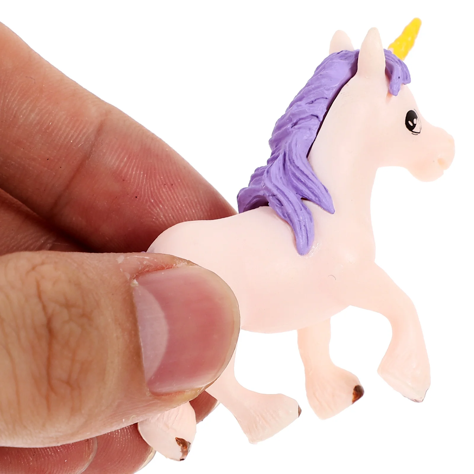 

10pcs Plastic Ornaments Small Unicorn Figurines Animal Mini Decor Pink Smooth Surface Good Stability Indoor Decor