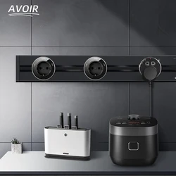 Avoir Wall Electrical Track Socket Home Kitchen Office Removable Extension Socket Round Module Surface Mounted In The Countertop