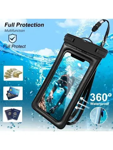 PVC Transparent Waterproof Phone Pouch Luminous Touchscreen Dry Bag with Seal Lock for Swimming Diving Hot Spring Rafting