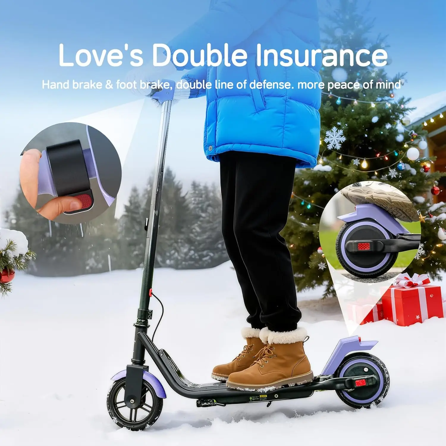 سكوتر كهربائي للأطفال يتسع لـ 6-12، سرعات 3/6/10 ميل في الساعة للراحة القصوى، سكوتر كهربائي بارتفاع قابل للتعديل، 150 وات وفرامل مزدوجة #5