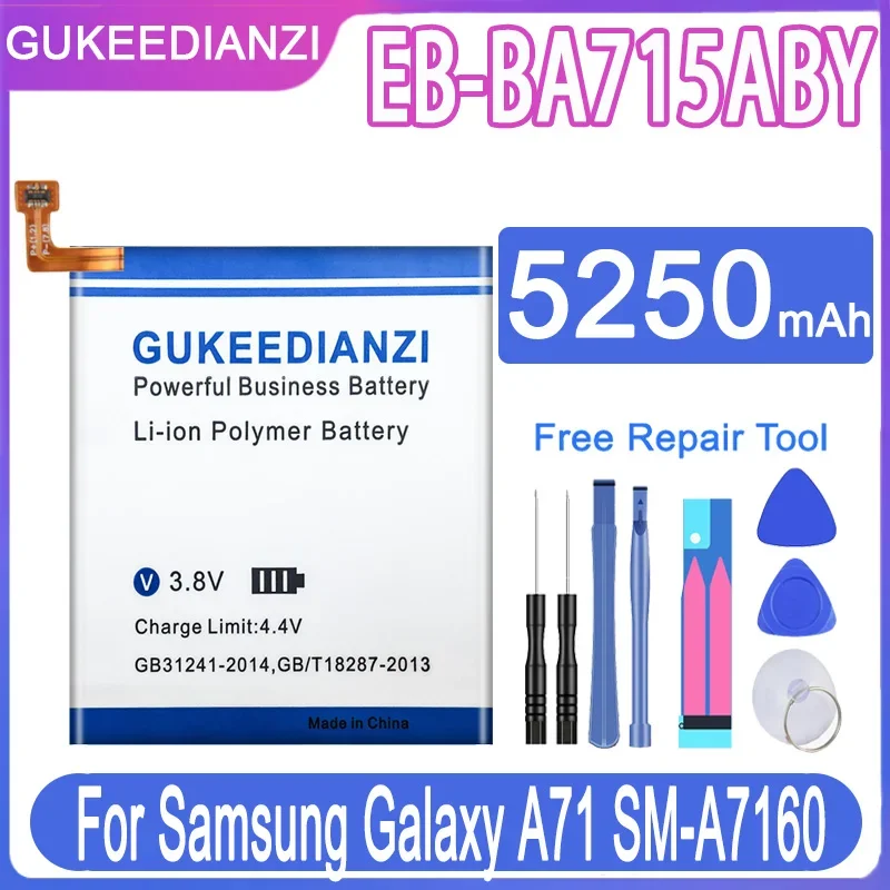 

EB-BA715ABY 5250mAh GUKEEDIANZI Replacement Battery For Samsung Galaxy A71 SM-A7160 Batteria + Free Tools