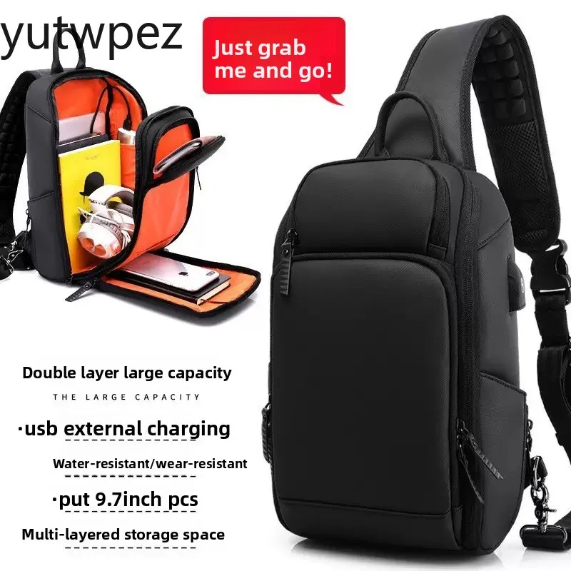 Outdoor Hiking Crossbody Bag USB Charging Men Shoulder Sports Waterproof Trip Cycling Camping Climbing Chest Bag Pack Backpacks