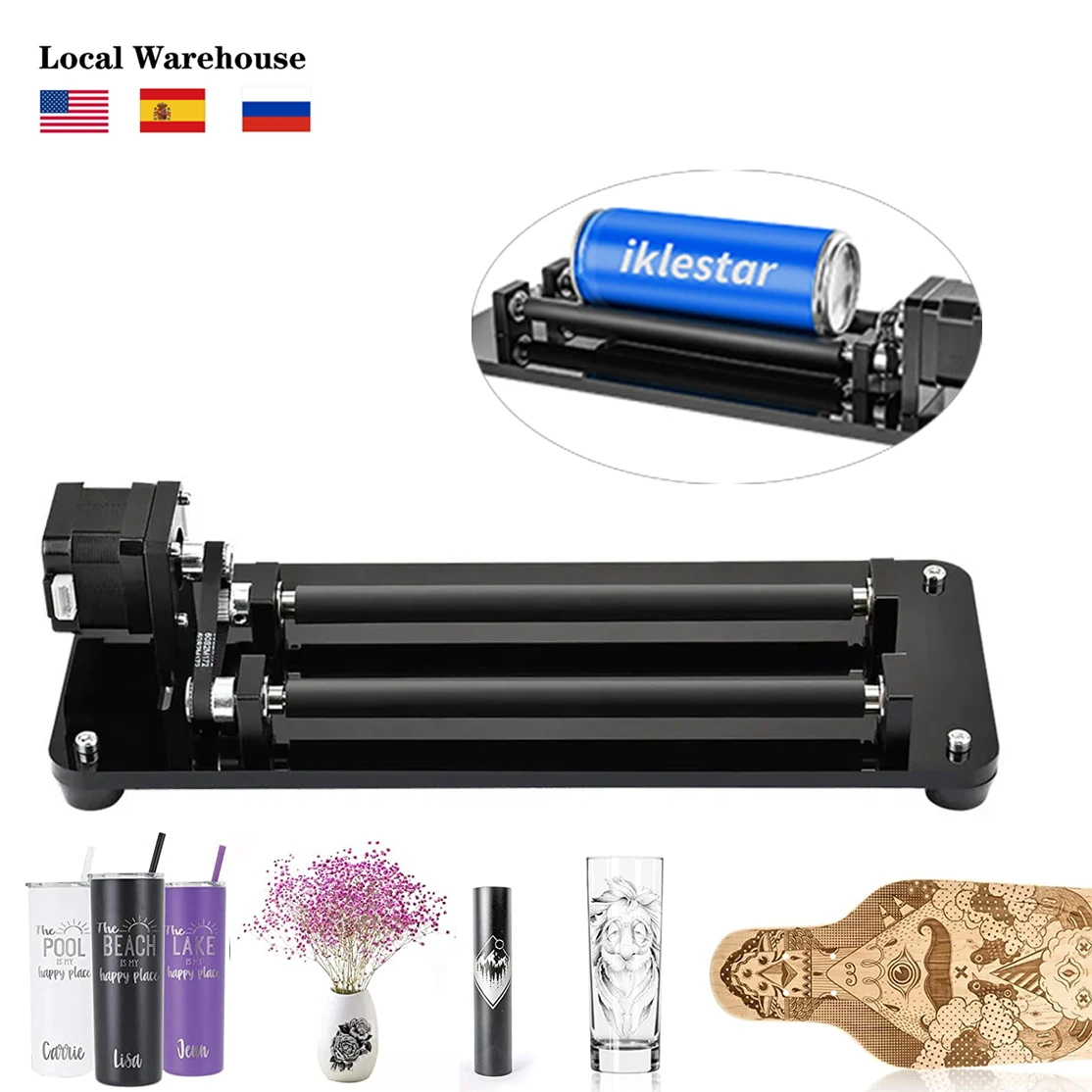 

Rotary Roller Laser Engraver Kits with Stepper Motors CNC 360° Rotary Roller DIY Engraving Milling Machine for Objects Cans Cups