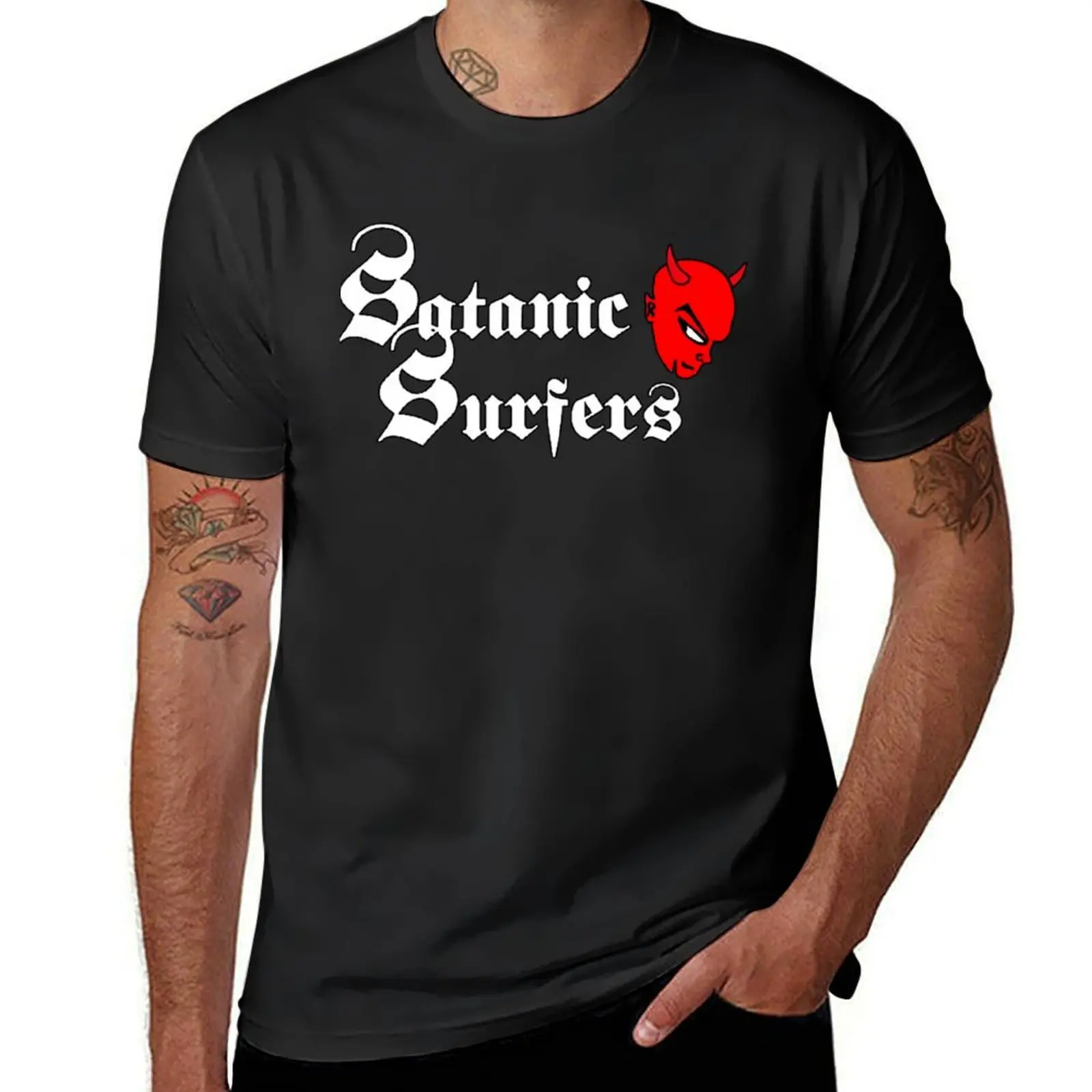 satanic surfers genre T-Shirt tops hippie clothes summer tops mens graphic t-shirts funny