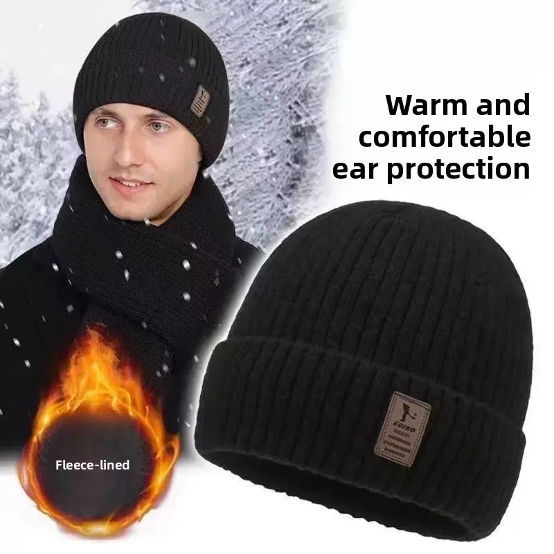

Winter anti cold knitted and plush thick warm woolen hat, ear protection, winter riding windproof hat