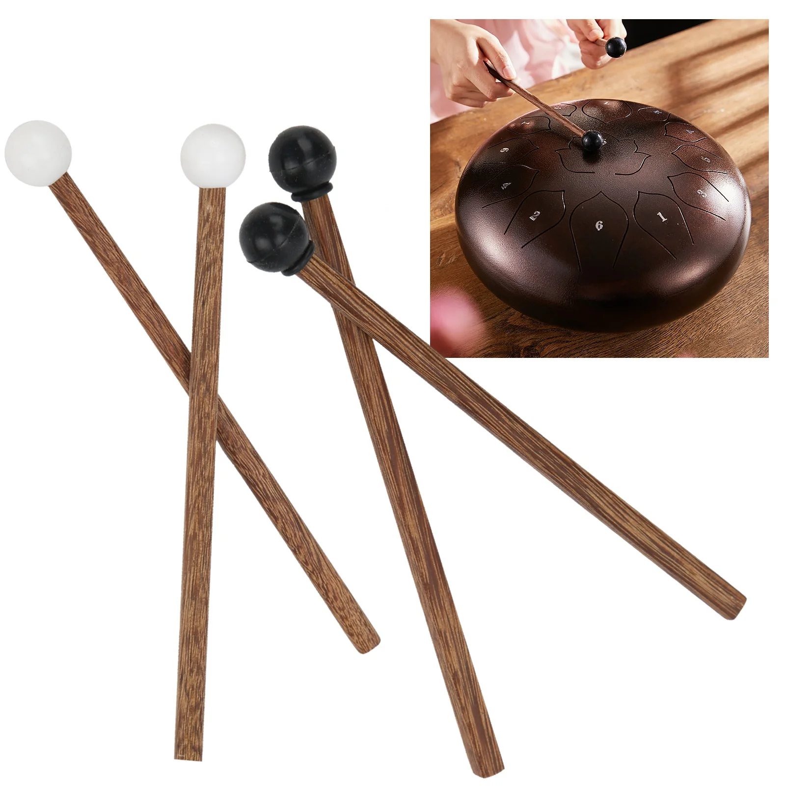 4Pcs Steel Tongue Drum Mallet Children's Rubber Drumstick Percussion Instrument Parts 16.5cm