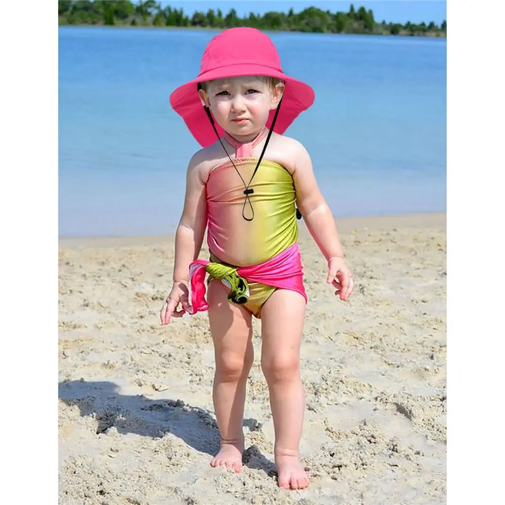 Summer Adjustable Beach Hat Breathable Sun Protection Hat Beach Play Hat Kids Sun Hat with Neck Flap