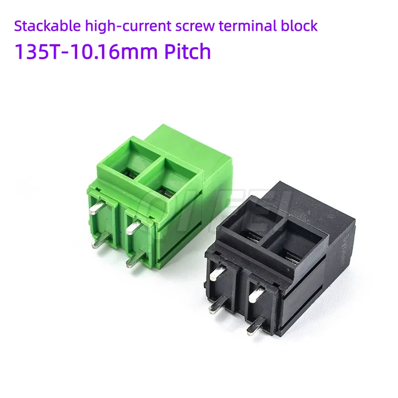 5PCS High Current KF135T 10.16mm Pitch 2P 3Pin Stackable PCB Screw Terminal Block Double Row Pins Wire Connector 135T-10.16mm