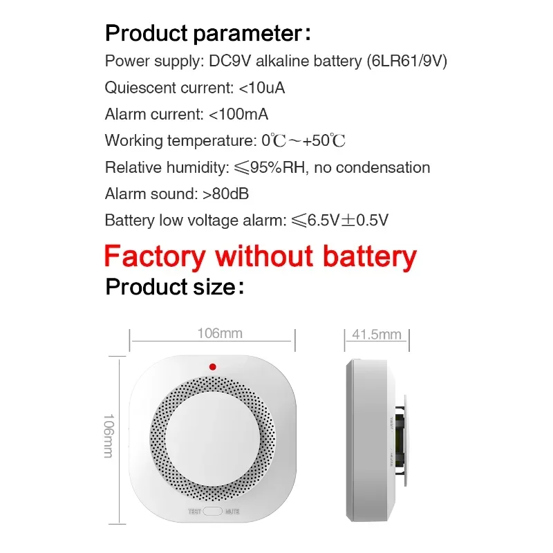 Smart 433MHZ Smoke Detector 80DB Alarm Fire Protection Home Security Fire Detector Alarm Smart Life