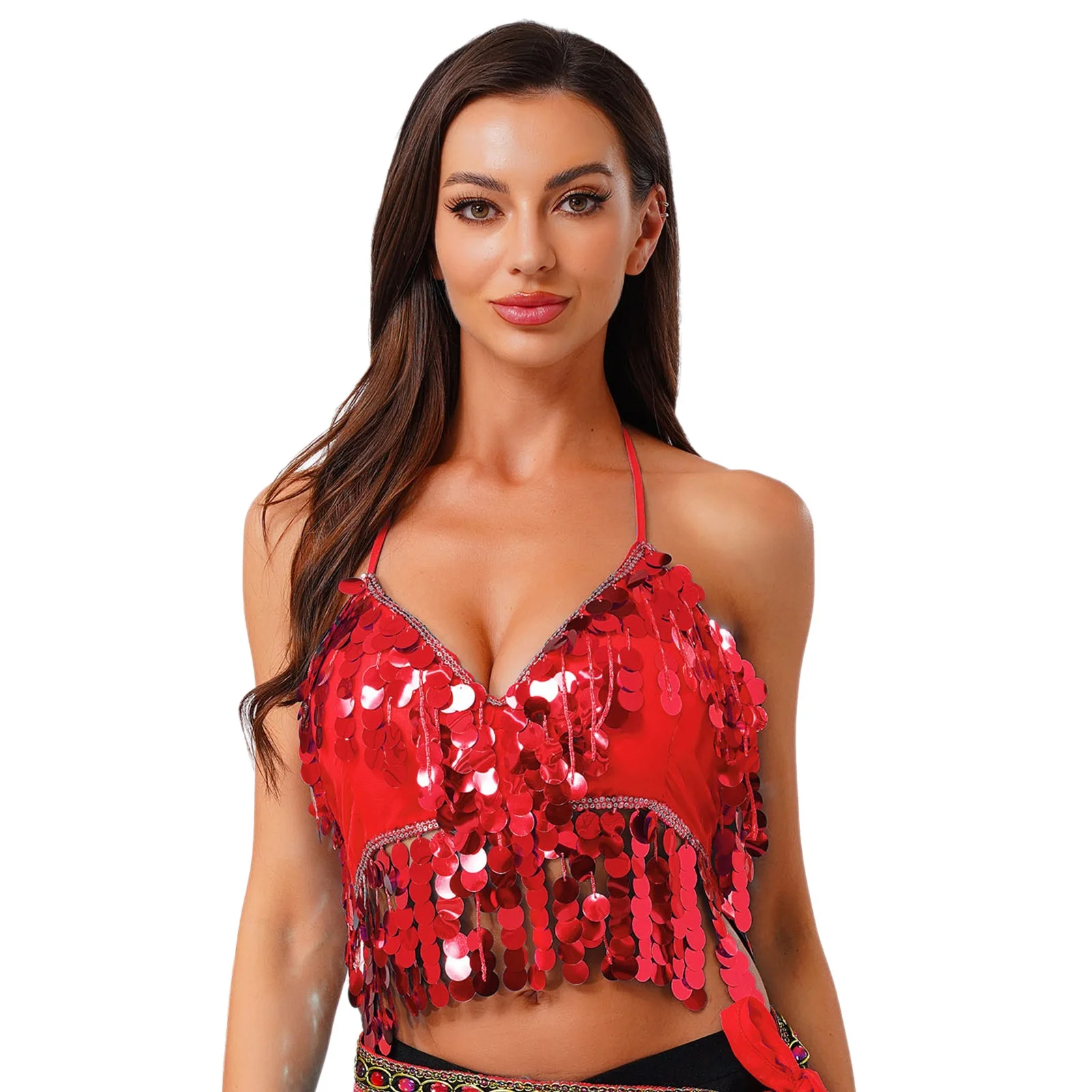 قطع علوية نسائية للرقص الشرقي الشعبي الهندي ، قطع علوية قصيرة مطرزة برباط لمرحلة الرقص الشعبي ، قمصان أداء الرقص
