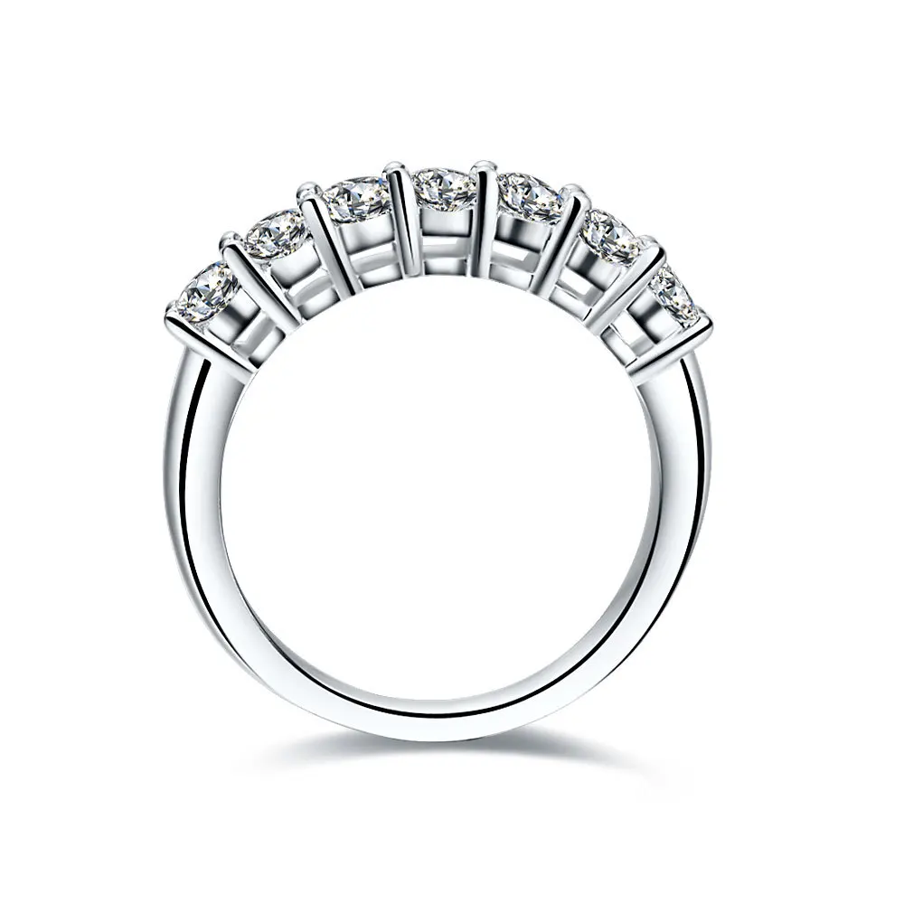 ShinyGold Seven Stones 0.7Ctw D Color VVS1 Moissanite Ring For Women Platinum 950 Jewelry Pt950 Stamped R035