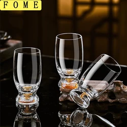 2/4/6pcs 크리스탈 안경 세트 무연 위스키 유리 클리어 스피리츠 사케 브랜디 컵 팩 100ml 와인 글라스 찻잔 골든