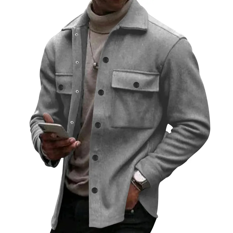 

2025 Cross-border sweater American retro fleece jacket single-breasted lapel casual jacket men's winter clothing