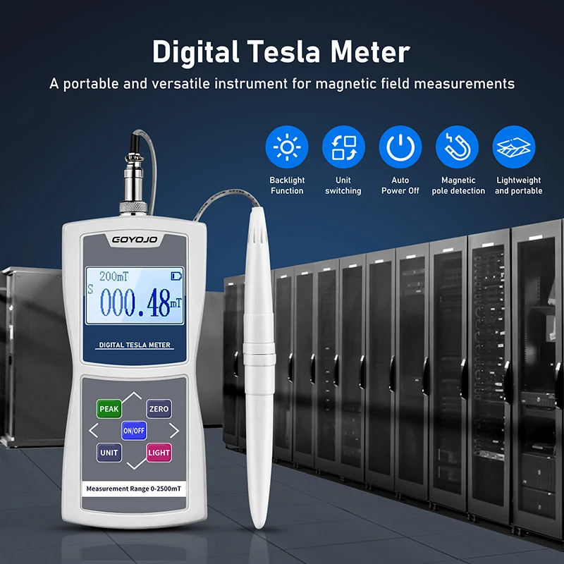 0-2400mT Handheld Digital Tesla Meter Gaussmeter Surface Magnetic Field Tester with Probe