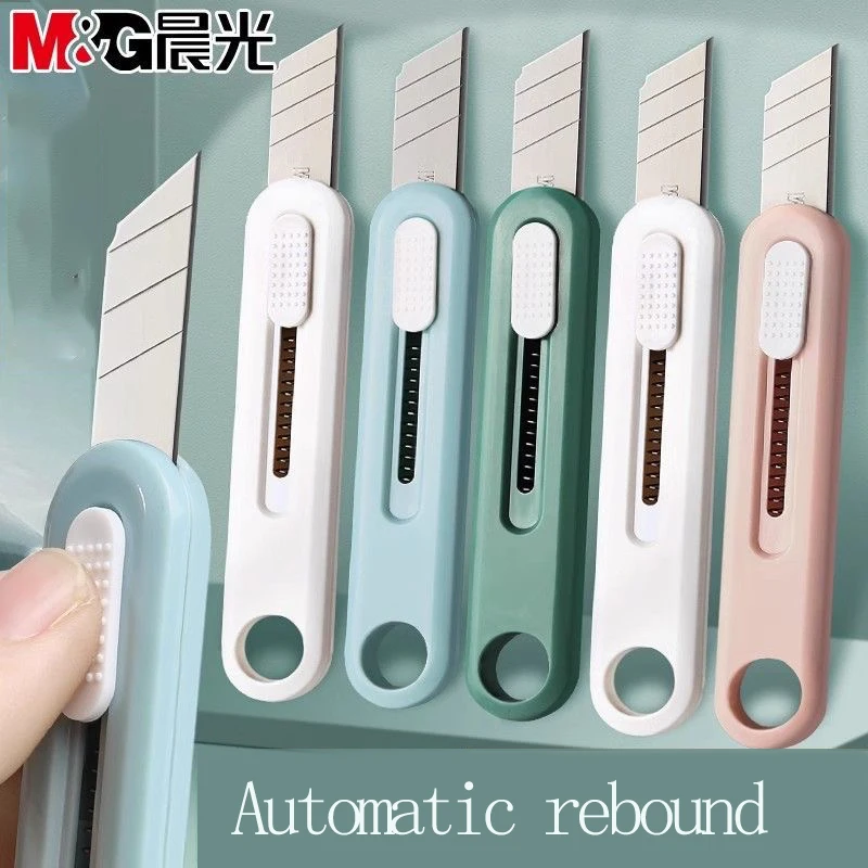 M&G Craft Knife, Mini Box Cutter Automatic Spring Back, With Hole, Suitable for Opening Parcels, Children's Crafts, Office Use
