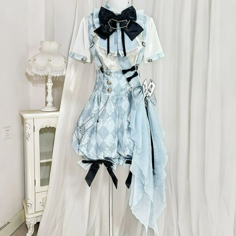 Vintage Gothic Lolita Strap Shorts Suit Women Vintage Sweet Bow Short Sleeve Shirt Plaid Shorts Japanese Harajuku Y2k Prince Set