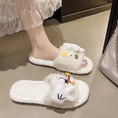 2026 spring autumn winter new Mickey Mouse lovely Comfortable real photos couple girl women fashion warm cotton shoes slippers