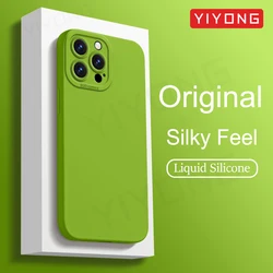 For iPhone16 Pro Max YIYONG Silky Liquid Silicone Soft Cover For iPhone 16 e 16e 15 14 Plus 11 12 13 Mini SE 2 3 2020 2022 Case