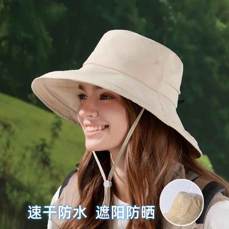 

Spring/Summer Outdoor Sun Hat Women's Solid Color Wide Brim Quick-Dry Waterproof Bucket Hat Men's Hiking Fishing Sun Protection