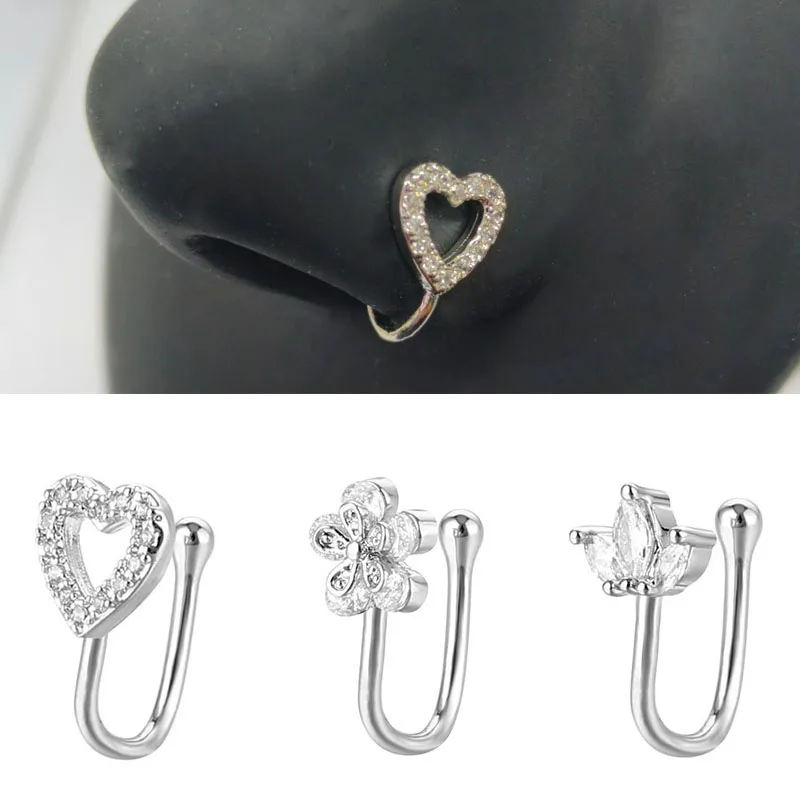 Pack d'accessoires de faux piercings pour femmes, 1 ou 3 pièces, anneaux de septum et manchettes d'oreille en acier chirurgical 316L en forme de C à clipser