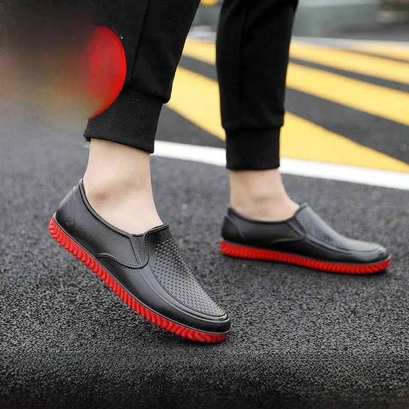 

Мужская рабочая обувь для кухни, дышащие, водонепроницаемые, маслостойкие, нескользящие резиновые сапоги, дождевые сапоги, удобная защитная обувь для работы