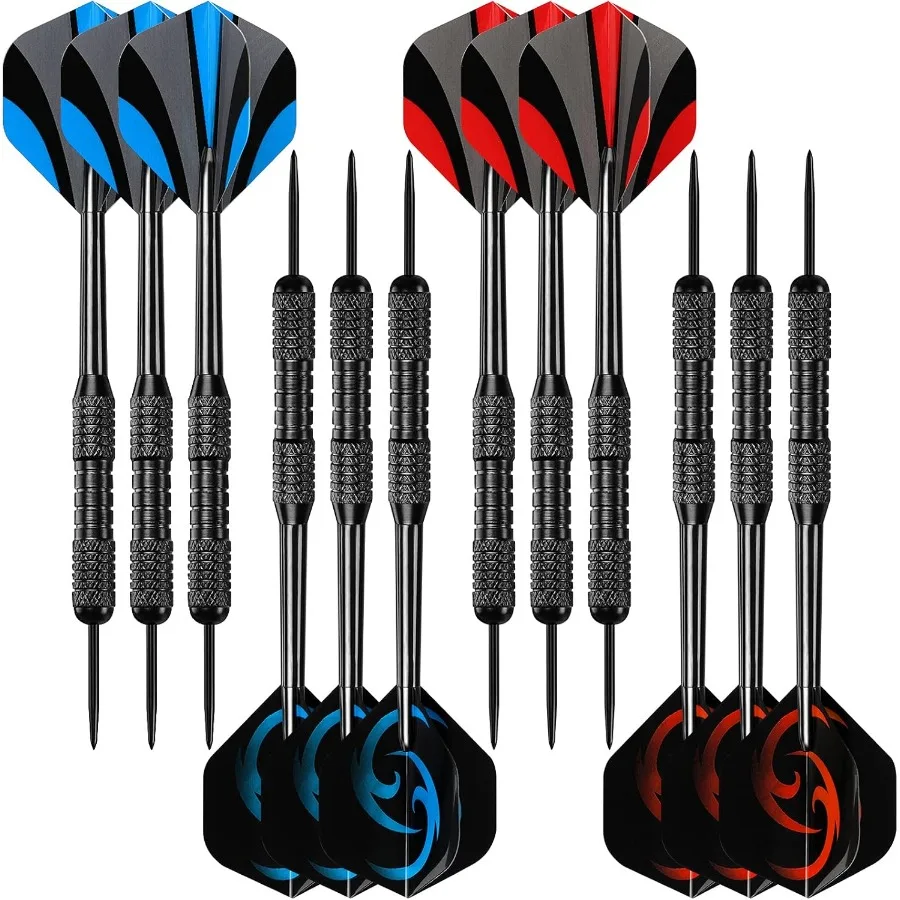 Accmor 12 Pack Steel Tip Darts 24G Professional Metal Darts Set for Dartboard Game Night Bar Home and Competitive Play with Hig