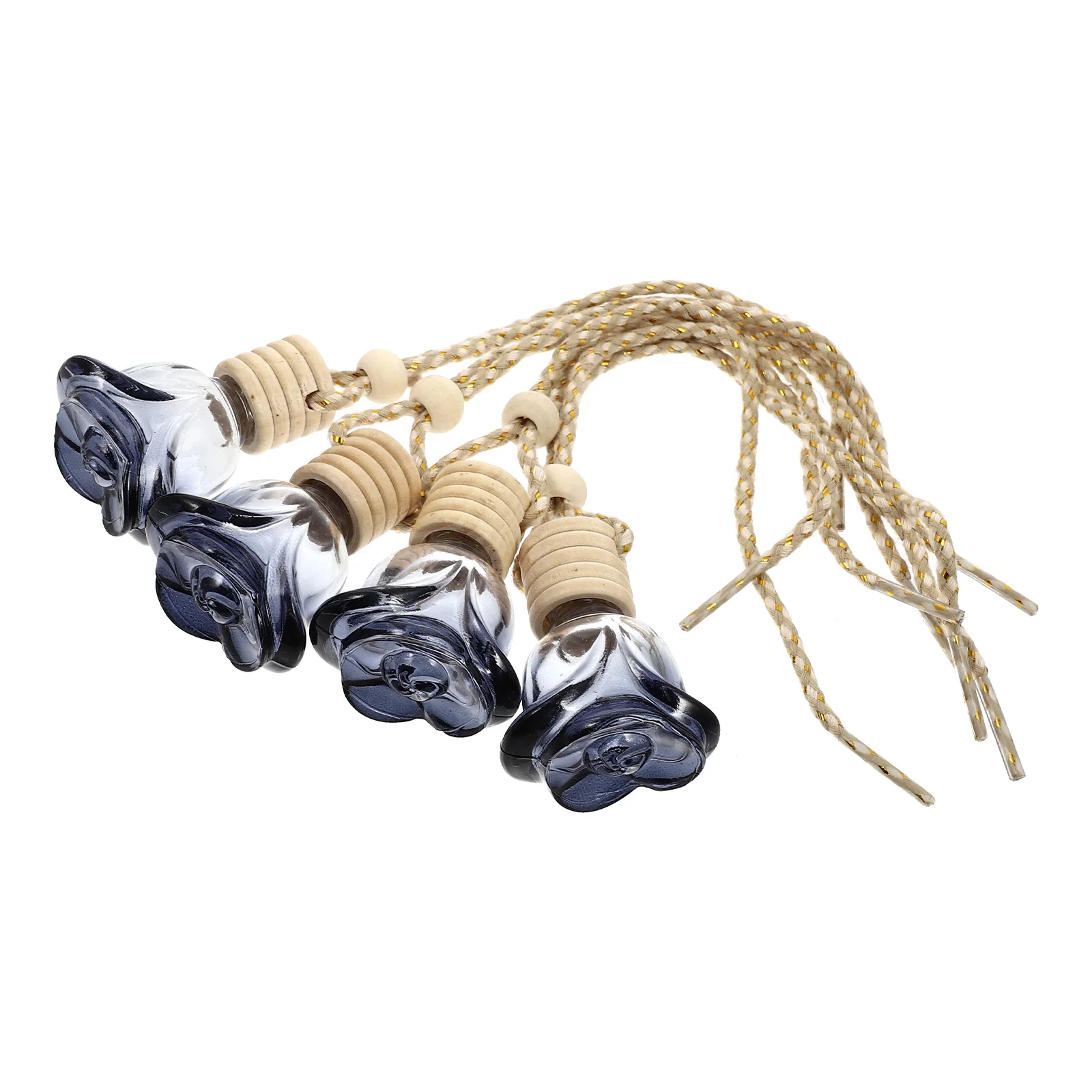 

4Pcs Car Hanging Perfume Bottles Premium Glass Refillable Air Purifier Pendant Car Decoration Long-Lasting Aroma Diffuser